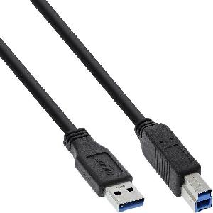 InLine 3m USB 3.0 - 3 m - USB A - USB B - Male/Male - 5000 Mbit/s - Black